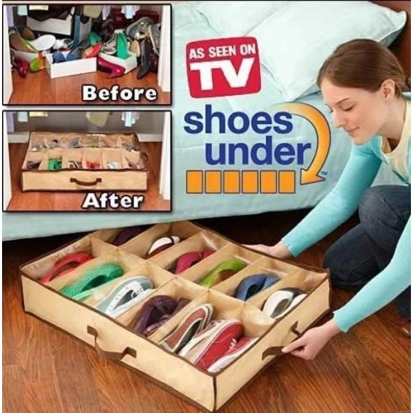 Органайзер обувной для хранения обуви Shoes Under на 12 пар с прозрачной крышкой
