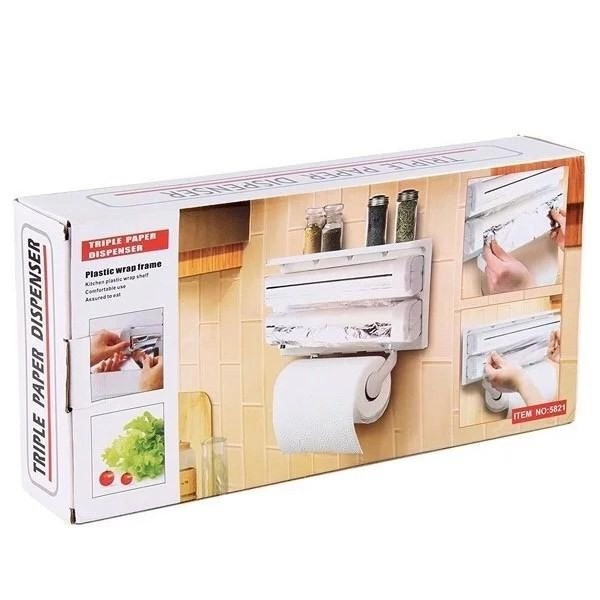 Кухонный диспенсер держатель Triple Paper Dispenser для бумажных полотенец, пищевой пленки и фольги