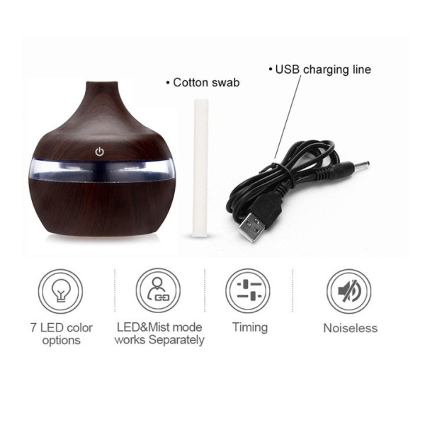 Бесшумный Аромадиффузор увлажнитель воздуха Humidifier с LED подсветкой