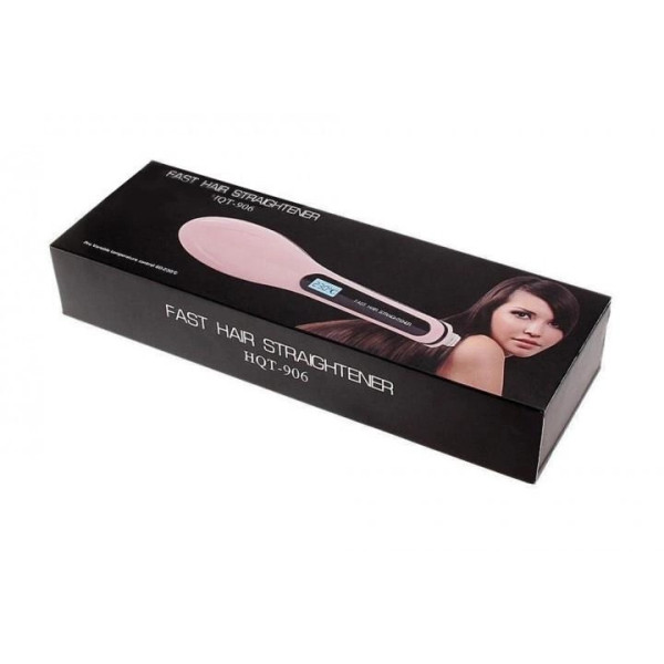 Расческа-выпрямитель электрическая FAST HAIR STRAIGHTENER HQT-906 Розовая