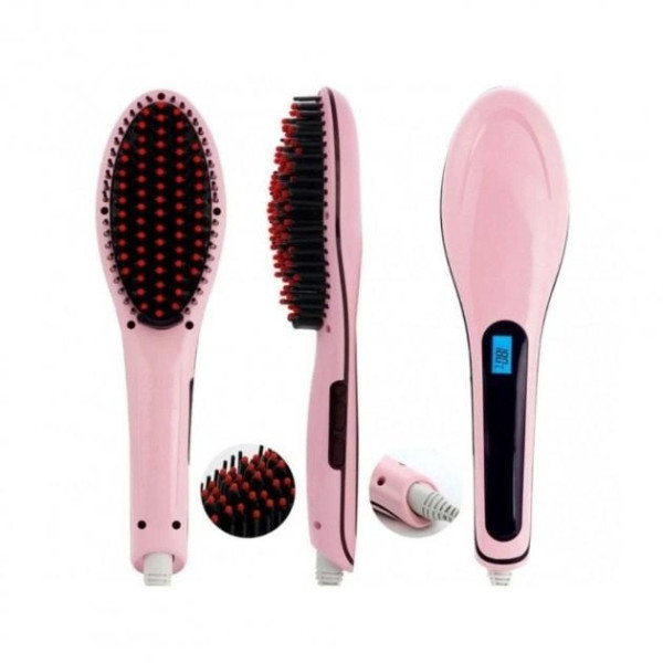 Расческа-выпрямитель электрическая FAST HAIR STRAIGHTENER HQT-906 Розовая
