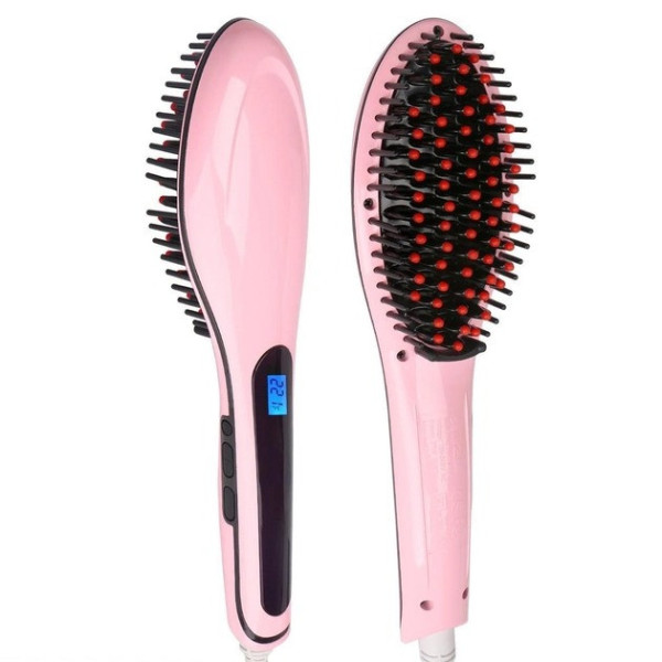 Расческа-выпрямитель электрическая FAST HAIR STRAIGHTENER HQT-906 Розовая