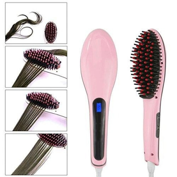 Расческа-выпрямитель электрическая FAST HAIR STRAIGHTENER HQT-906 Розовая