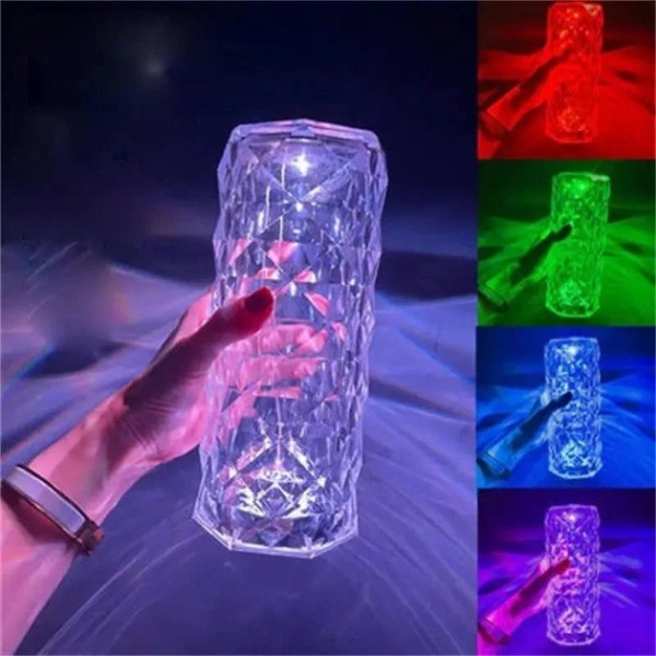 Ночник хрустальная ваза светодиодная Crystal Rose Ambience 16-цветов RGB 19.5 см  AND463
