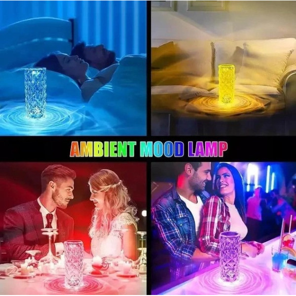 Ночник хрустальная ваза светодиодная Crystal Rose Ambience 16-цветов RGB 19.5 см  AND463