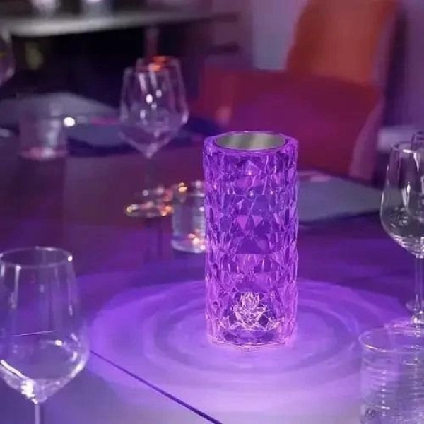 Ночник хрустальная ваза светодиодная Crystal Rose Ambience 16-цветов RGB 19.5 см  AND463