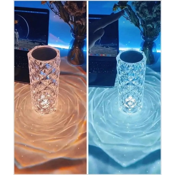 Ночник хрустальная ваза светодиодная Crystal Rose Ambience 16-цветов RGB 19.5 см  AND463