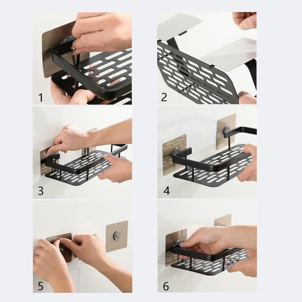 Настенный органайзер полка в ванную STORAGE RACK AND197 черная