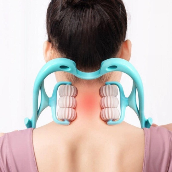 Ручной роликовый массажер для шеи Hexiang Neck Massager для снятия усталости и напряжения с 6 шариками