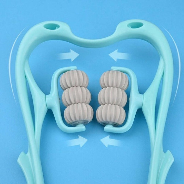 Ручной роликовый массажер для шеи Hexiang Neck Massager для снятия усталости и напряжения с 6 шариками