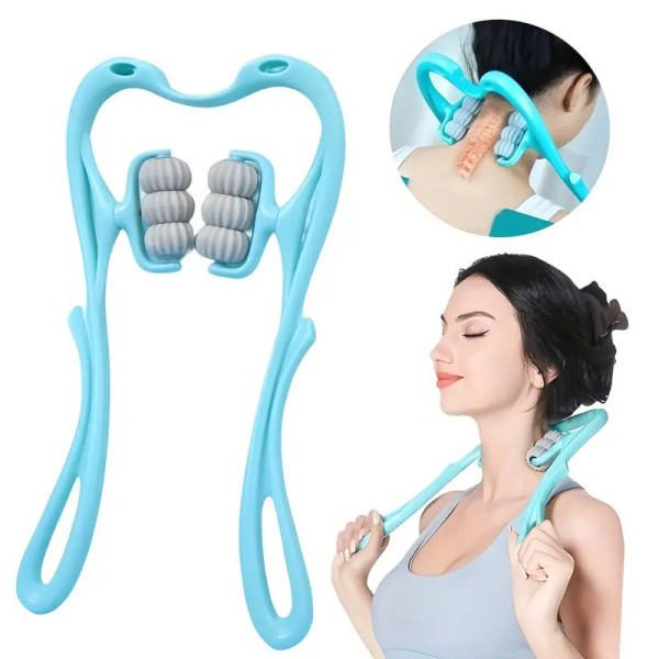 Ручной роликовый массажер для шеи Hexiang Neck Massager для снятия усталости и напряжения с 6 шариками