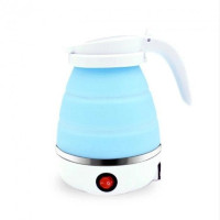 Складной электрочайник Electric Kettle силиконовый походный дорожный голубой 600 мл