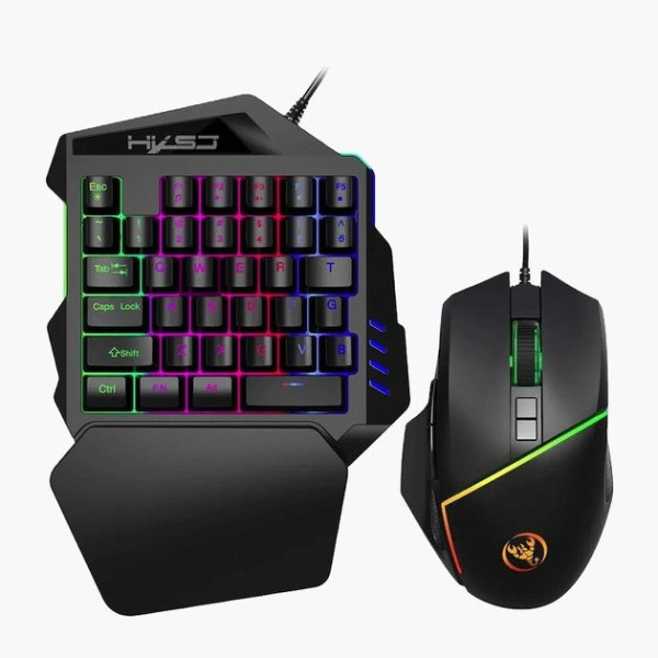 Игровая клавиатура и мышка 198I G506, проводной набор мини клавиатура и мышь Black