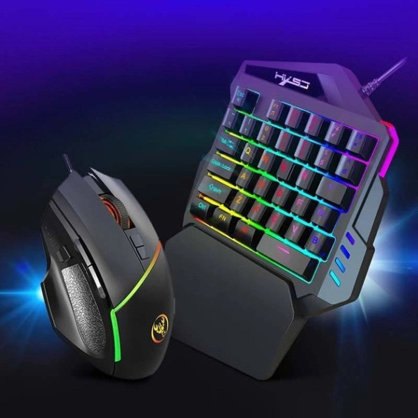 Игровая клавиатура и мышка 198I G506, проводной набор мини клавиатура и мышь Black