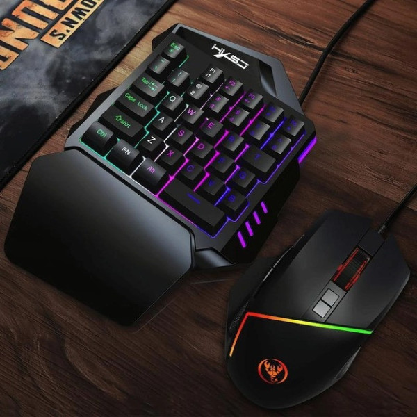 Игровая клавиатура и мышка 198I G506, проводной набор мини клавиатура и мышь Black