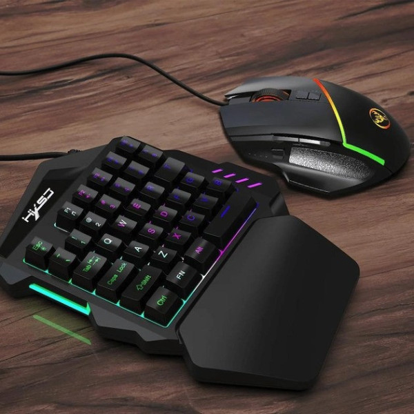 Игровая клавиатура и мышка 198I G506, проводной набор мини клавиатура и мышь Black