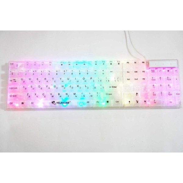 Проводная клавиатура Yelandar AN-T20 USB RGB мембранная с подсветкой White