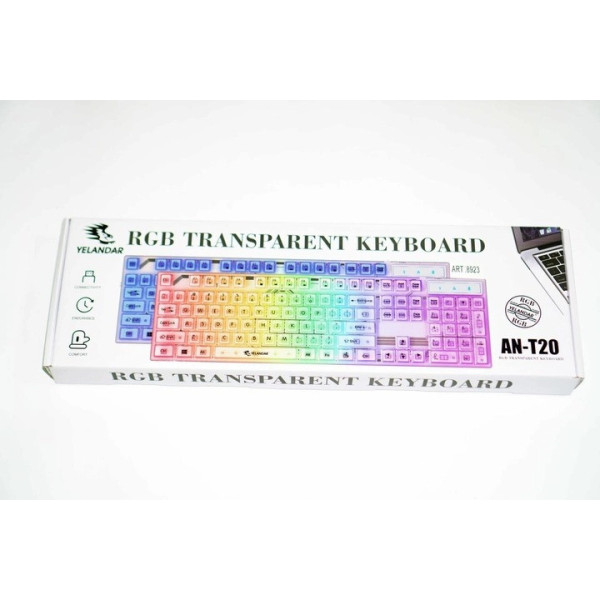 Проводная клавиатура Yelandar AN-T20 USB RGB мембранная с подсветкой White