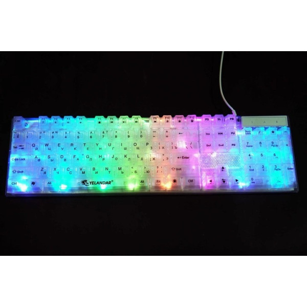 Проводная клавиатура Yelandar AN-T20 USB RGB мембранная с подсветкой White