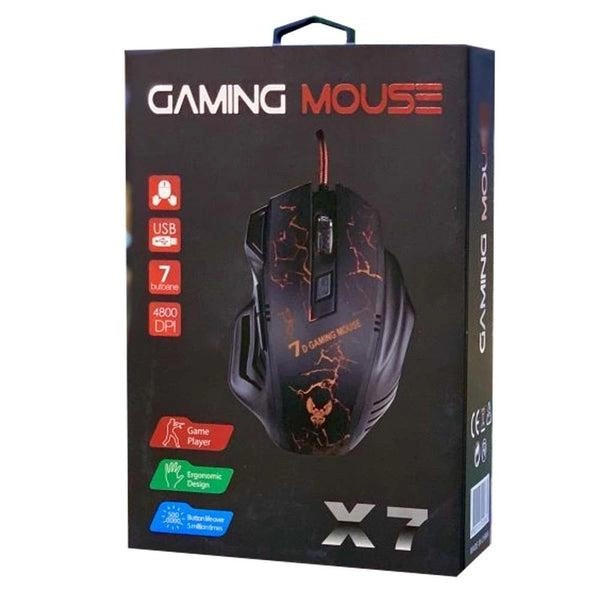 Мышка проводная игровая GAMING MOUSE X7 1.5м Черная с подсветкой