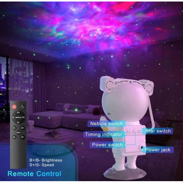 Детский лазерный ночник проектор Космонавтзвездного неба Sky Star Astronaut Lamp с пультом ДУ