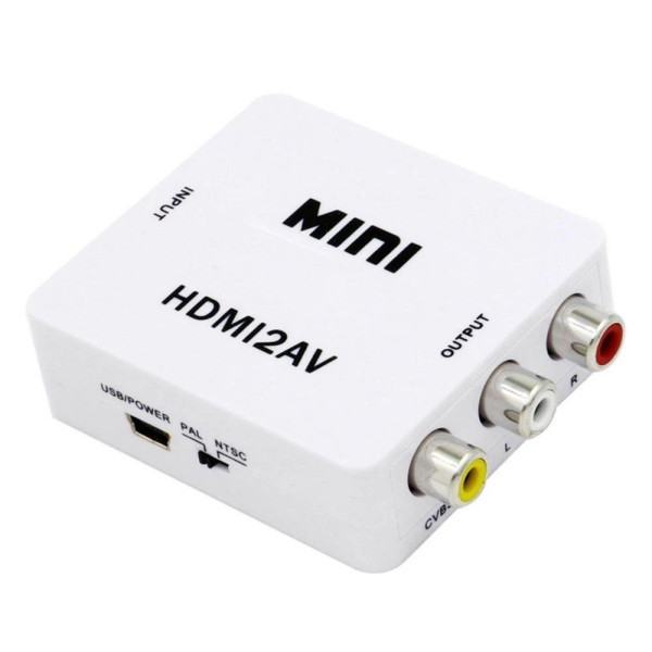 Конвертер HDMI на RCA (AV) CVBS адаптер видео с аудио 1080P HDV-610 AV-001 White