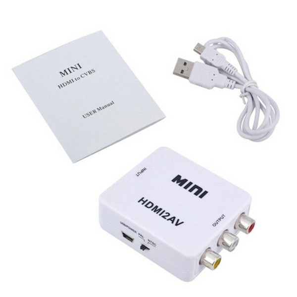 Конвертер HDMI на RCA (AV) CVBS адаптер видео с аудио 1080P HDV-610 AV-001 White