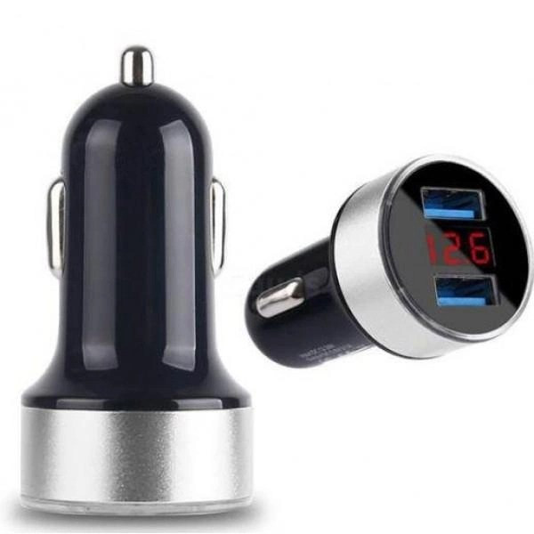 Автомобильное зарядное устройство HZ AG HC6 2 USB 2.0 2,4 А   Автомобильный адаптер с экраном Black