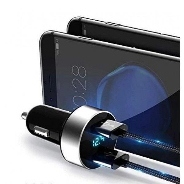 Автомобильное зарядное устройство HZ AG HC6 2 USB 2.0 2,4 А   Автомобильный адаптер с экраном Black