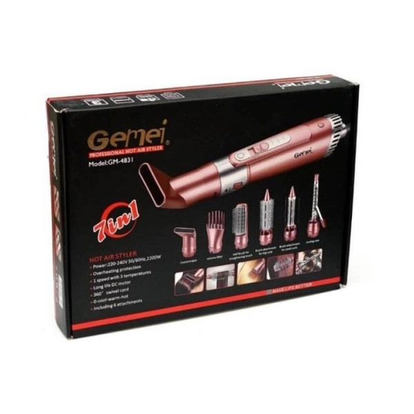 Воздушный мультистайлер, фен для сушки и укладки волос 2200 Bт Gemei GM-4831 7в1
