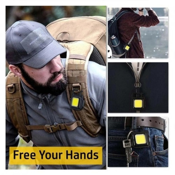 Фонарик брелок аккумуляторный 3в1 SH-J031-5WS с USB-зарядкой магнитном и карабином 800 Лм