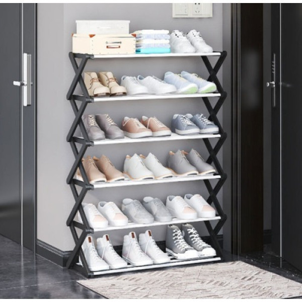 Полка для обуви Shoe Rack на 6 полок складная Черная