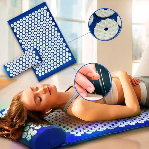 Коврик массажный с валиком Acupressure Mat для снятия стресса и боли