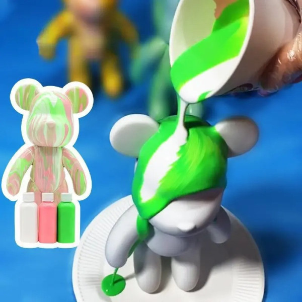 Набор для творчества 23 см флюидный Креативный мишка DIY creative fluid bear с набором красок