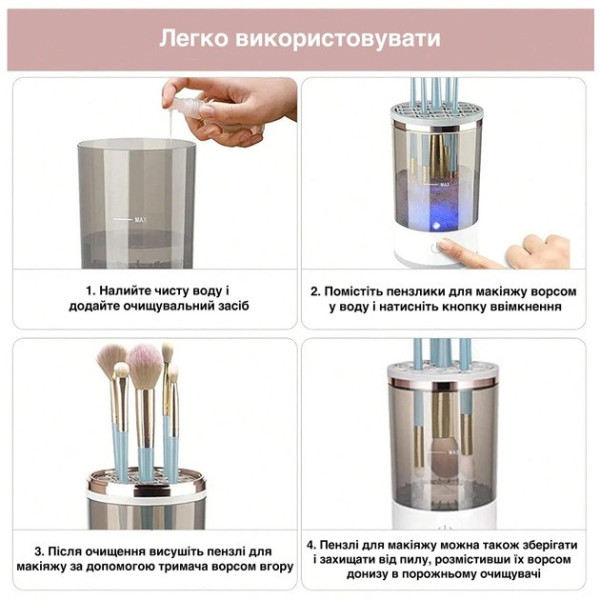 Очиститель электрический косметических кистей для макияжа 3в1 для всех типов кистей для макияжа