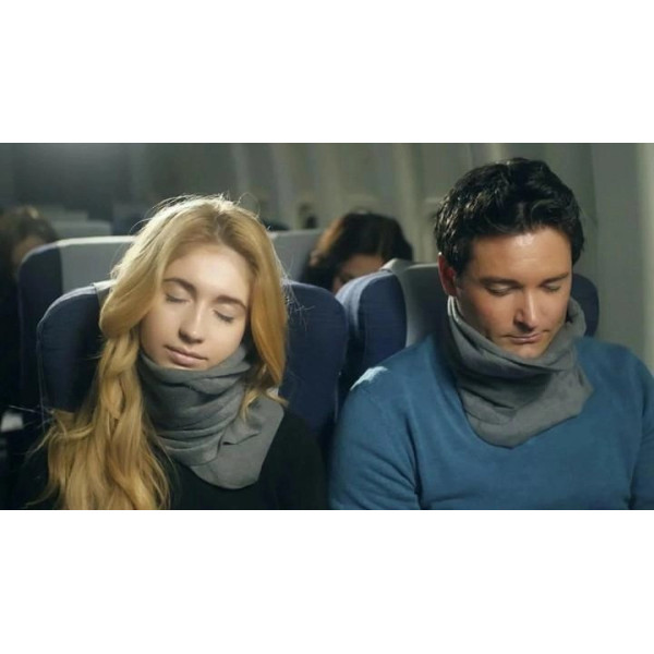 Подушка-шарф под голову на шею Travel Pillow для сна в транспорте для путешествий Серая