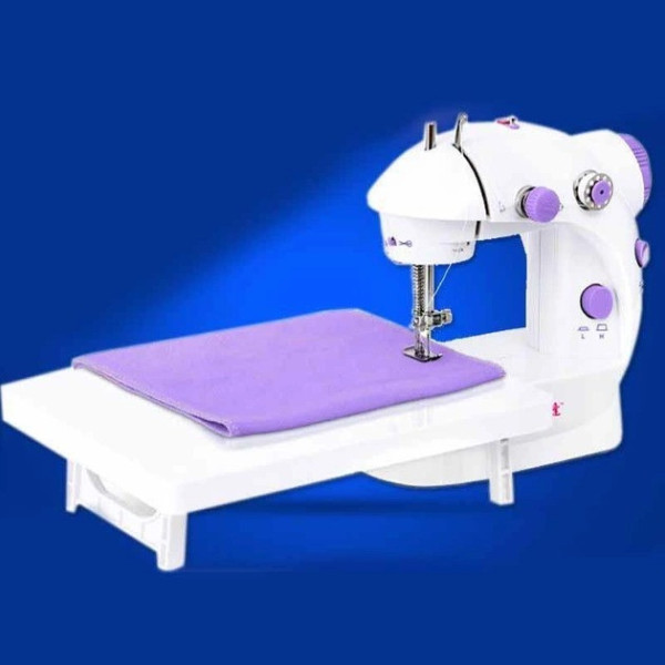 Портативная домашняя швейная машинка Sewing SM202A с доской и педалью, питание от сети или батареек (4x A
