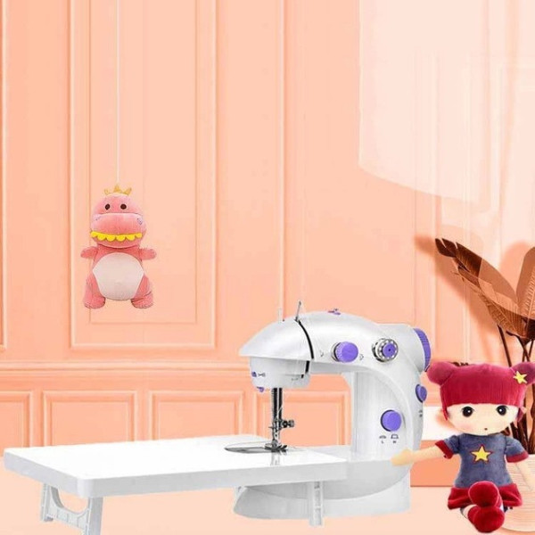 Портативная домашняя швейная машинка Sewing SM202A с доской и педалью, питание от сети или батареек (4x A