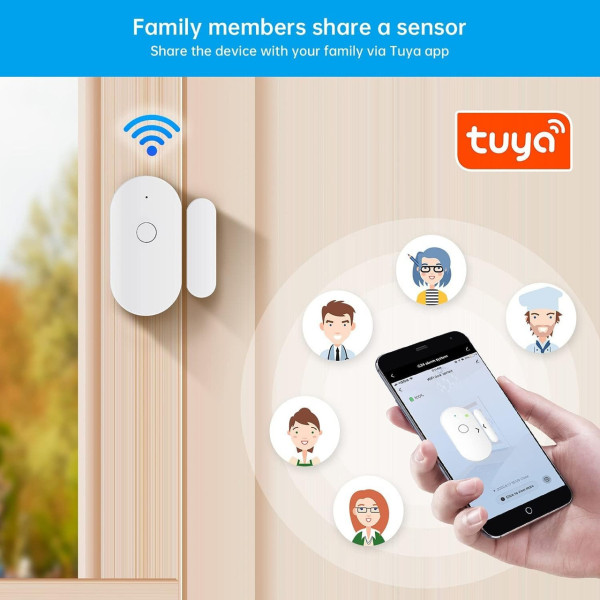 Беспроводная Wi-Fi дверная/оконная сигнализация Fuers WIFID01. Tuya/Smart Life Сигнализация с датчиком двери