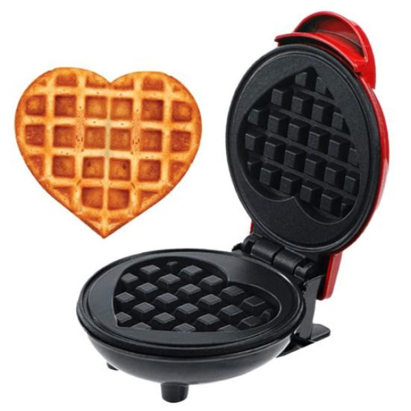 Электрическая мини - вафельница с форме сердца Waffle Maker с антипригарным покрытием