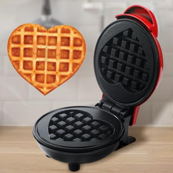 Электрическая мини - вафельница с форме сердца Waffle Maker с антипригарным покрытием