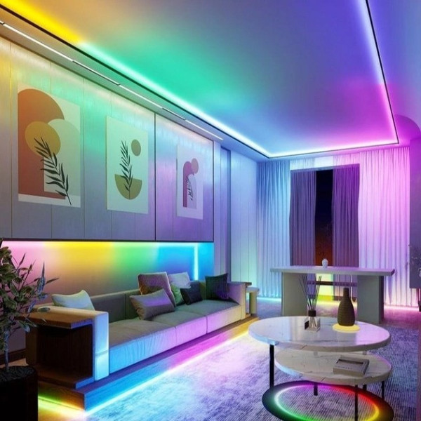 Cветодиодная лента 2 м разноцветная RGB 5050 самоклеящаяся с пультом управления для фоновой для подстветки