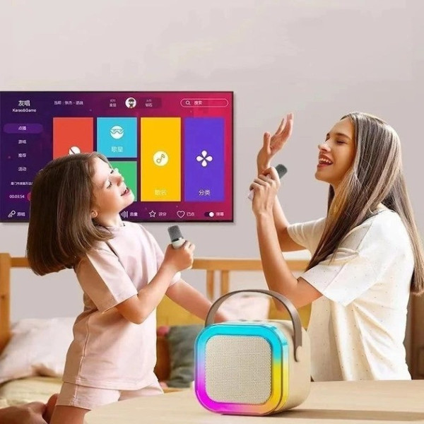 Портативная Bluetooth-колонка для караоке с сабвуфером и беспроводной микрофоном