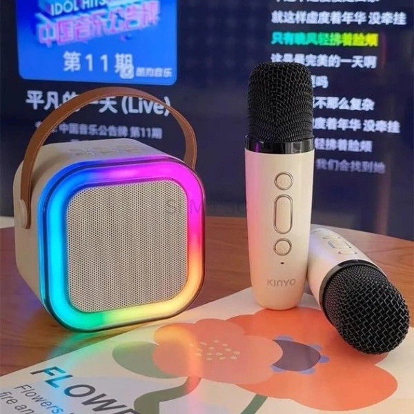 Портативная Bluetooth-колонка для караоке с сабвуфером и беспроводной микрофоном