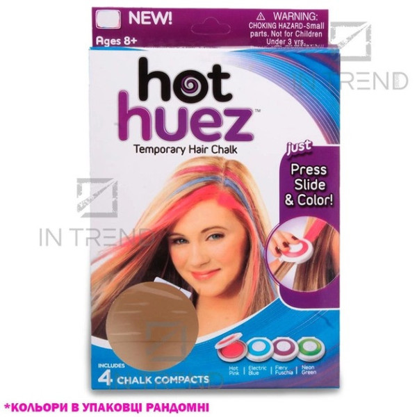 Набор мелков для волос , красители , тени для детей и взрослых4 шт Hot Huez Разноцветные