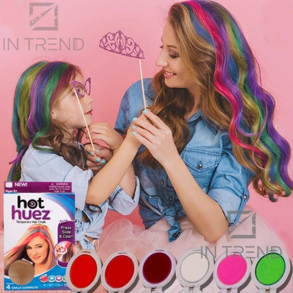 Набор мелков для волос , красители , тени для детей и взрослых4 шт Hot Huez Разноцветные