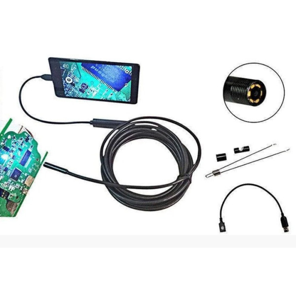 Эндоскопическая  камера юсб, USB с подсветкой Endoscope camera 2 meter 7mm App ios and android