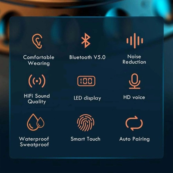 Наушники беспроводные сенсорные Bluetooth  TWS F9-5 с цифровым индикатором заряда и кейсом PowerBank