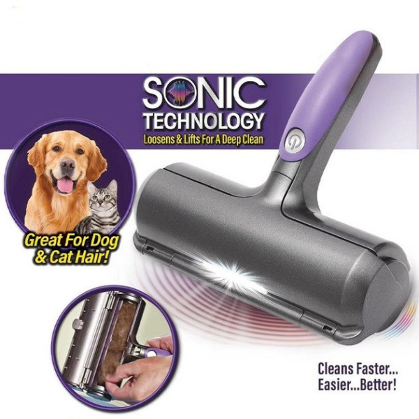 Щетка-ролик Электрическая для удаления шерсти животных Fur Daddy Sonic Technology с контейнером для шерсти