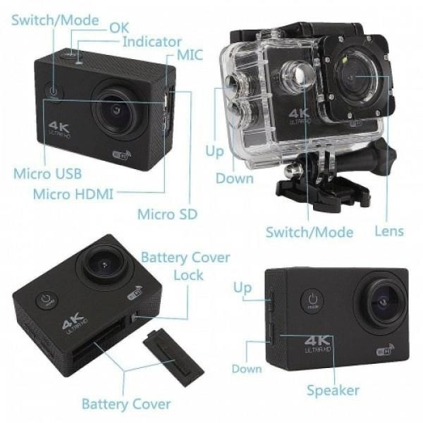 Спортивная водонепроницаемая камера Экшн-камера 4К DVR SPORT S2 Wi-Fi Waterprof 4K